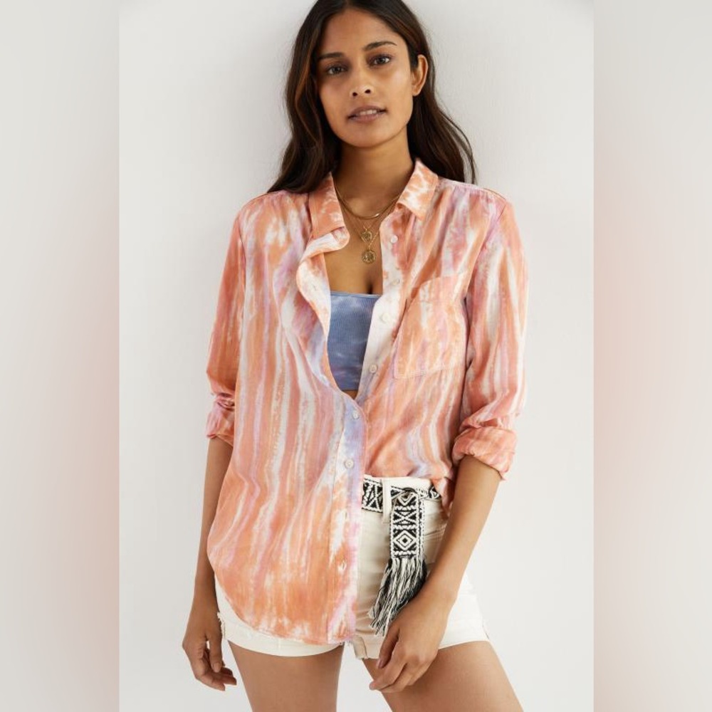 Anthropologie Pilcro Tie Dye Button Down Shirt